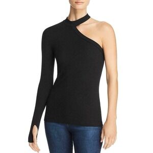 NWT LNA Clothing Womens Soph Black Ribbed One Shoulder Choker Top Shirt XL